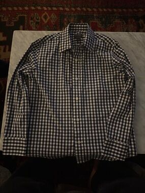 Crewcuts Navy and White Gingham Button-Down Shirt